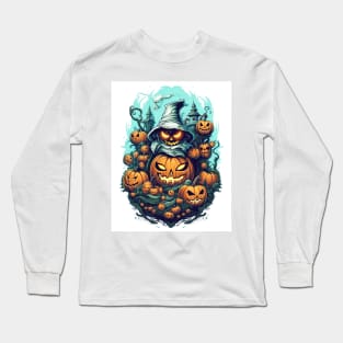 scary witch with pumpkins Long Sleeve T-Shirt